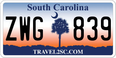 SC license plate ZWG839