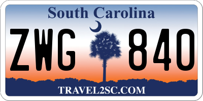 SC license plate ZWG840