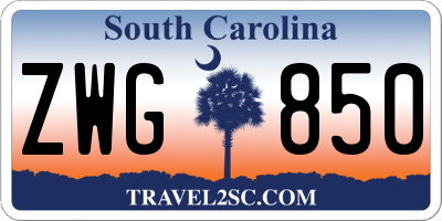 SC license plate ZWG850