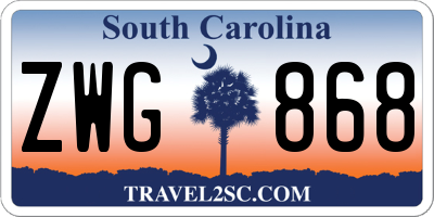 SC license plate ZWG868