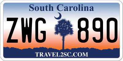 SC license plate ZWG890
