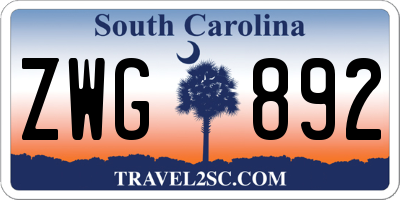 SC license plate ZWG892