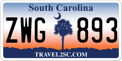 SC license plate ZWG893