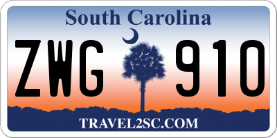 SC license plate ZWG910