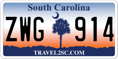 SC license plate ZWG914