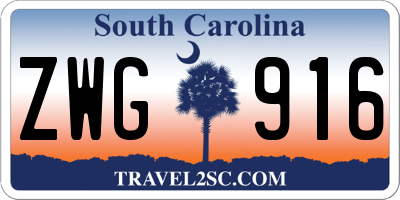 SC license plate ZWG916