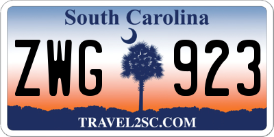 SC license plate ZWG923