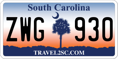 SC license plate ZWG930