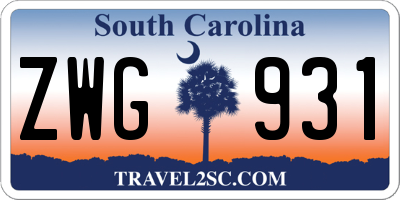 SC license plate ZWG931
