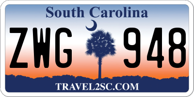 SC license plate ZWG948