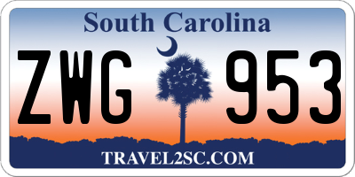 SC license plate ZWG953