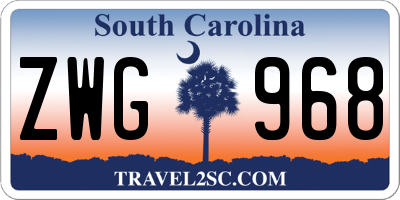 SC license plate ZWG968