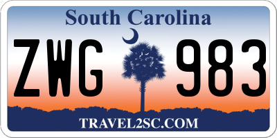 SC license plate ZWG983
