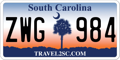 SC license plate ZWG984