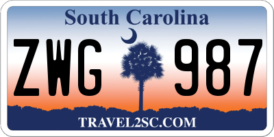 SC license plate ZWG987