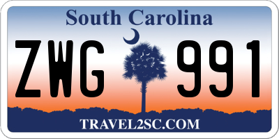SC license plate ZWG991