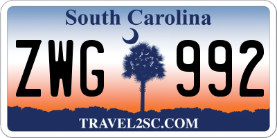 SC license plate ZWG992