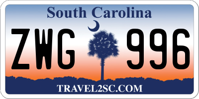 SC license plate ZWG996