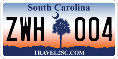 SC license plate ZWH004
