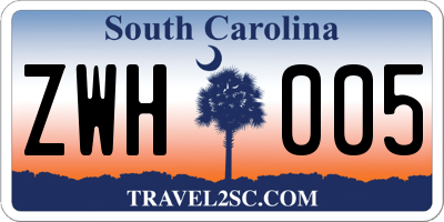SC license plate ZWH005