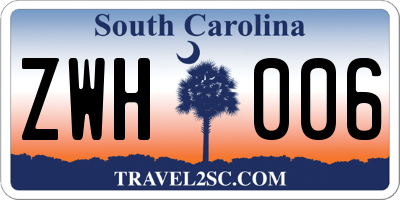 SC license plate ZWH006