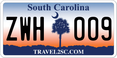 SC license plate ZWH009