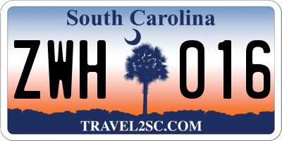 SC license plate ZWH016