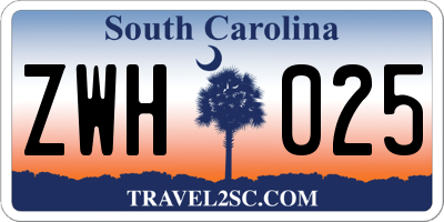 SC license plate ZWH025