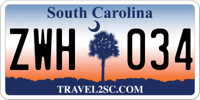 SC license plate ZWH034