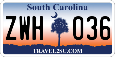 SC license plate ZWH036