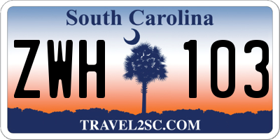 SC license plate ZWH103