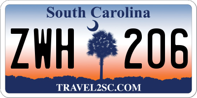SC license plate ZWH206