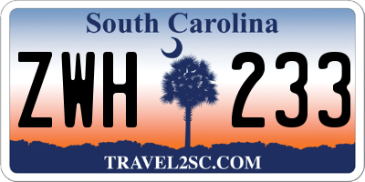 SC license plate ZWH233