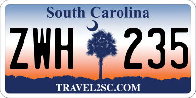 SC license plate ZWH235