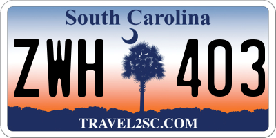 SC license plate ZWH403