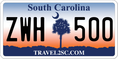 SC license plate ZWH500