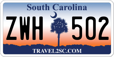 SC license plate ZWH502