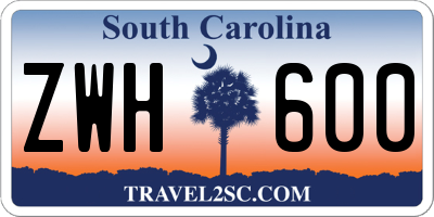 SC license plate ZWH600