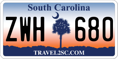 SC license plate ZWH680