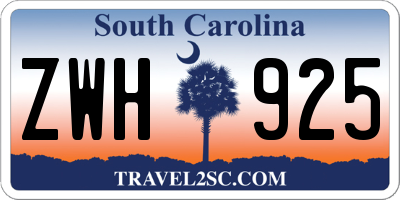 SC license plate ZWH925