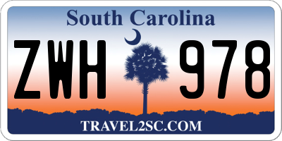 SC license plate ZWH978