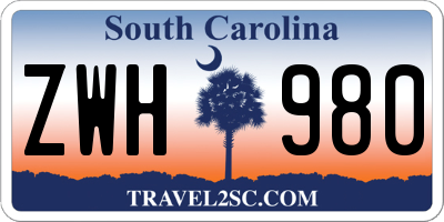SC license plate ZWH980