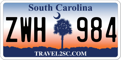 SC license plate ZWH984