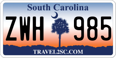 SC license plate ZWH985