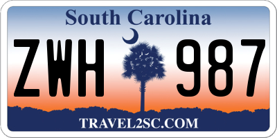 SC license plate ZWH987