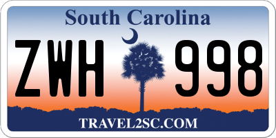 SC license plate ZWH998
