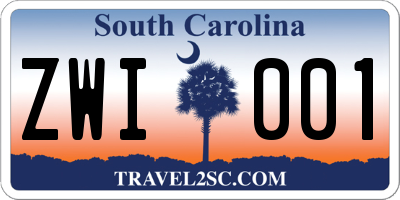 SC license plate ZWI001