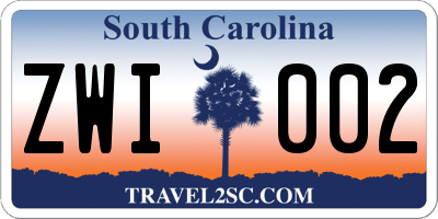 SC license plate ZWI002