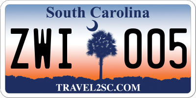 SC license plate ZWI005