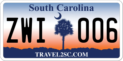 SC license plate ZWI006